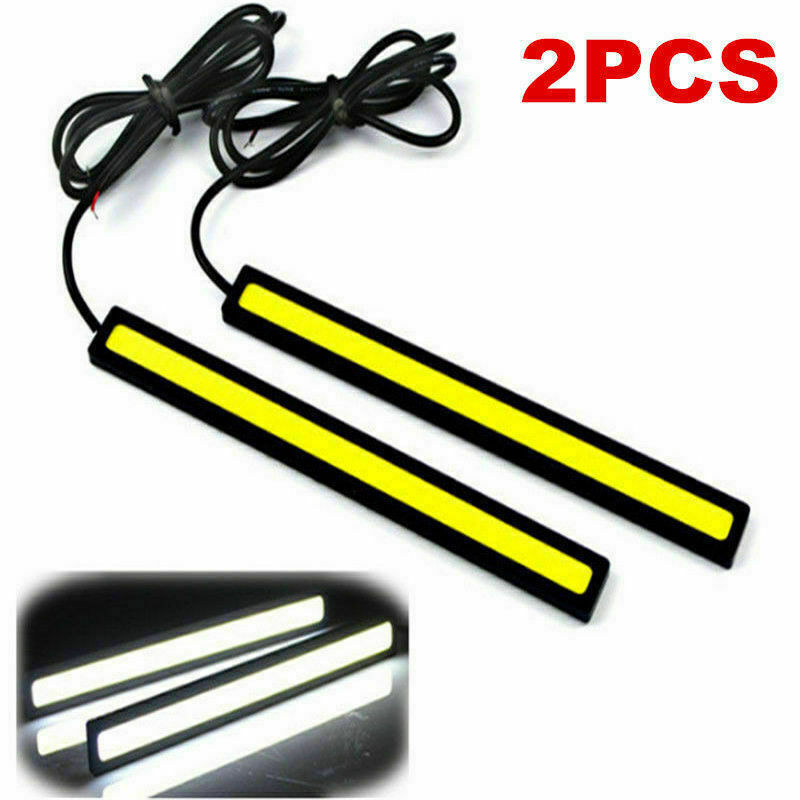 2x Bright White Car COB Waterproof LED Lights 12V DRL Fog Driving Lamp Strip