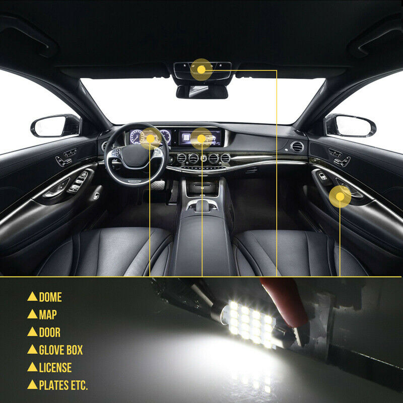 2x 6000K Super White 41MM 42MM Festoon LED Interior License Dome Map Light Bulb