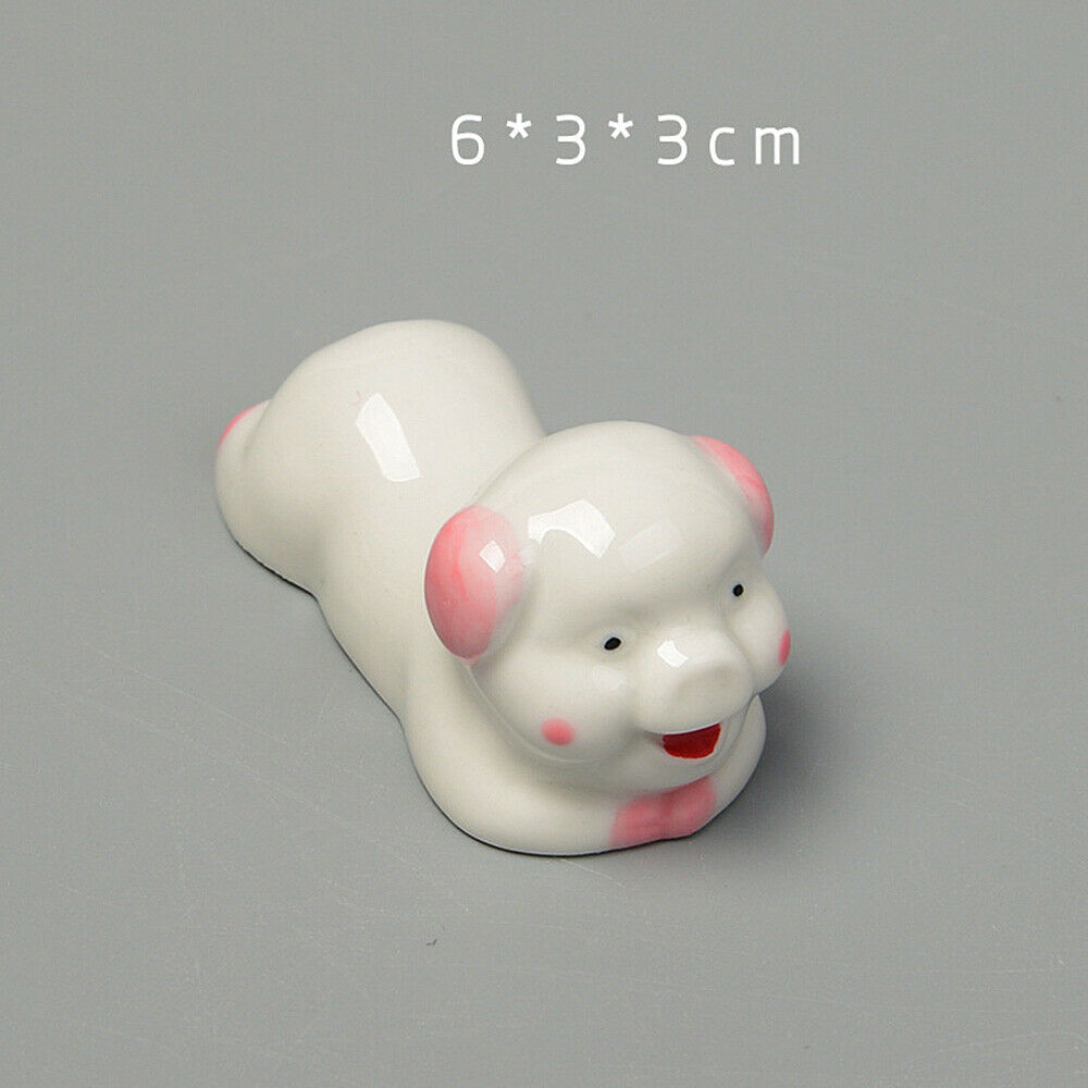 5x Ceramic Cute Small Pig Chopstick Holder Rest Stand Dining Table Decor Cutlery