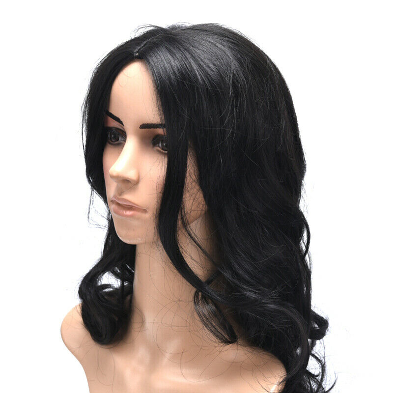 Women Girls Black Natural Long Wavy Wig Brazilian Hair African Curly Wavy  WDD