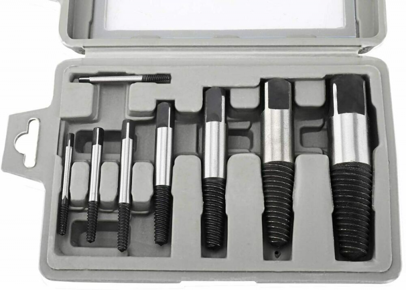 Set of 8 Damaged Bolts, Stud Pipe Remover, Giant Screw Remover Set