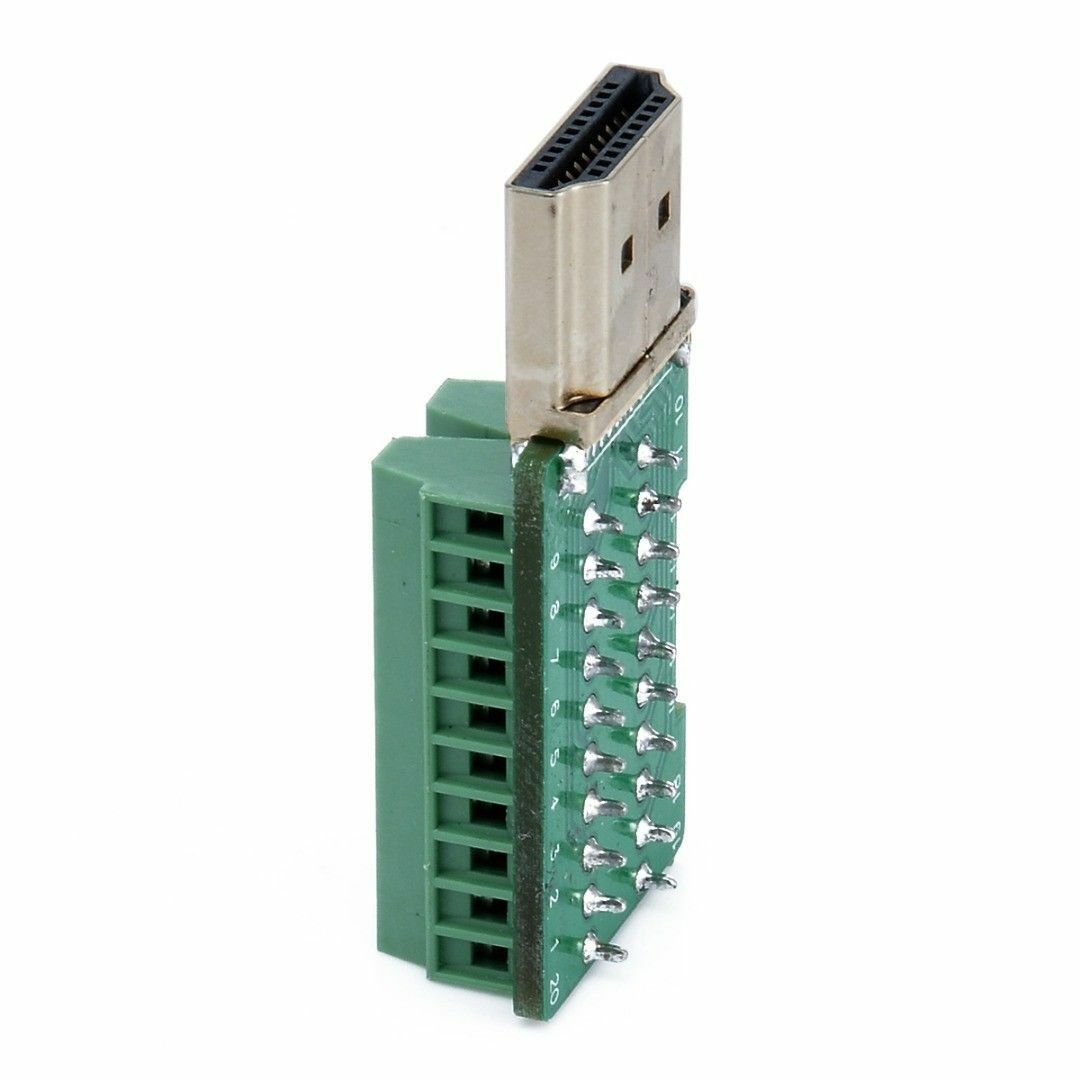 HDMI 19P Plug Breakout Terminals Solderless Connector With Black Cover Male l