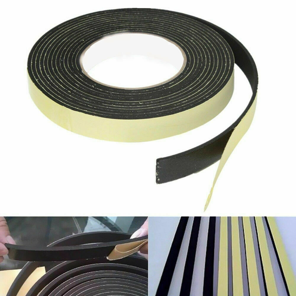 Black Single Sided Self Adhesive Foam Tape Sponge Rubber Strip Door Seal Window
