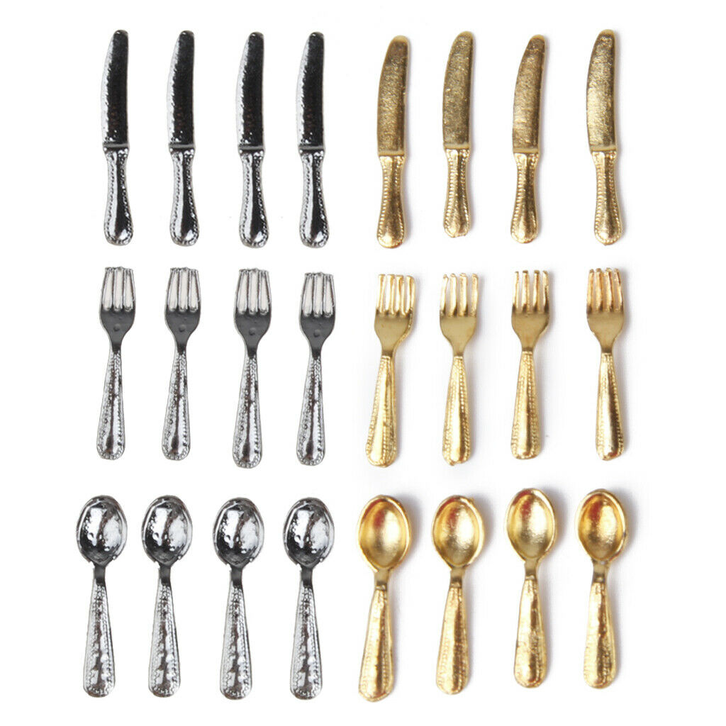 12 Pcs Stainless Steel Tableware Set, Kitchen Furniture and Accessories, 1/12