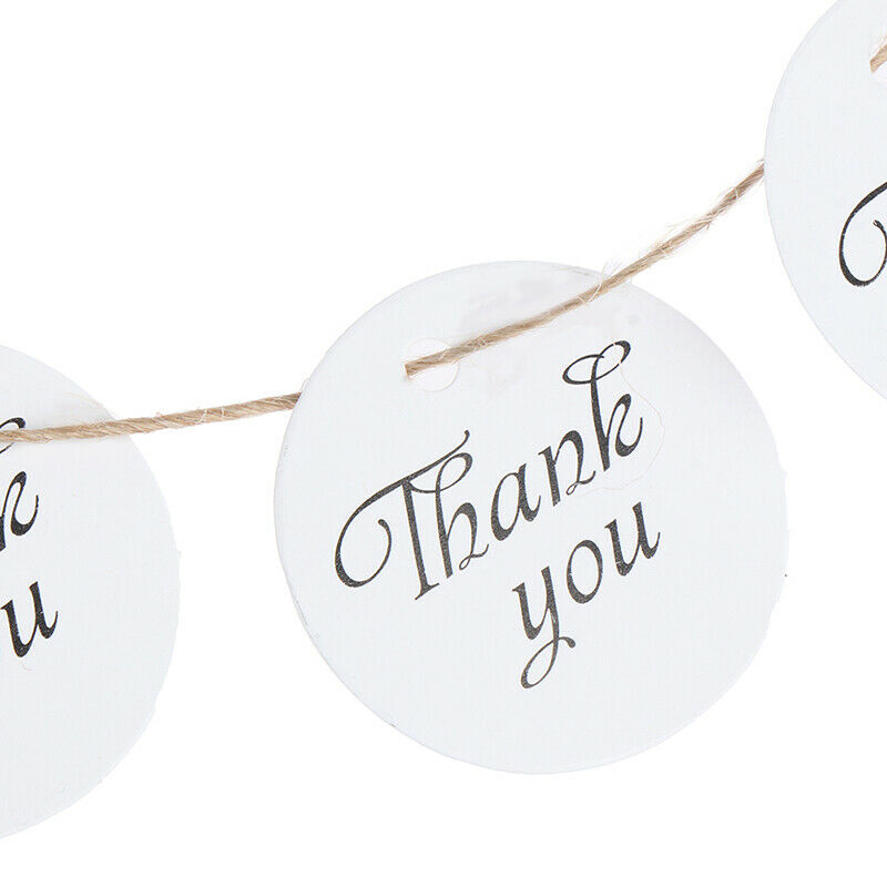 100Pcs White Gift Tags Thank You paper tags for Label Party Decor with TwiDD