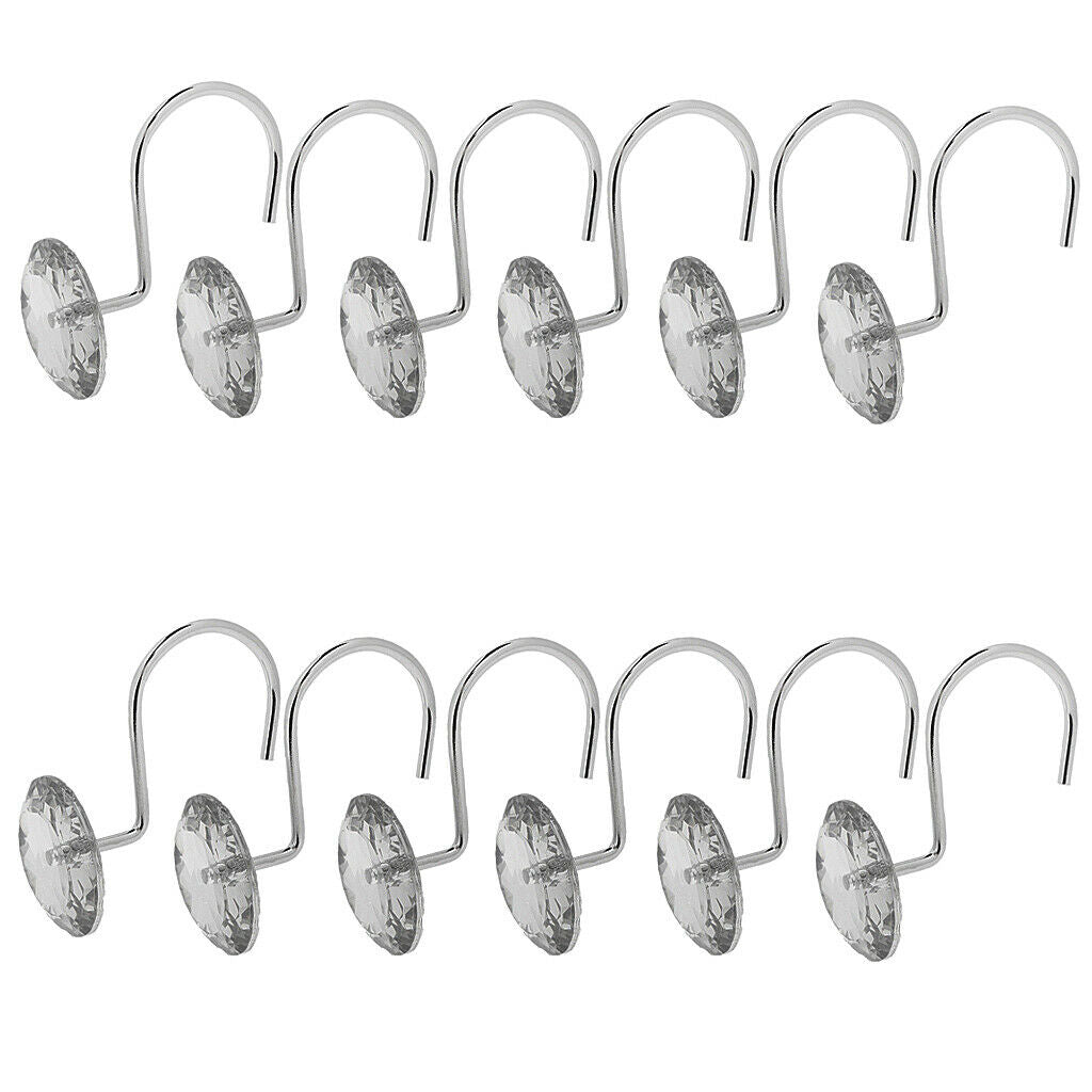 Pack Rhinestone Window Curtain   Hook Drapery Valance Hanger Hook White