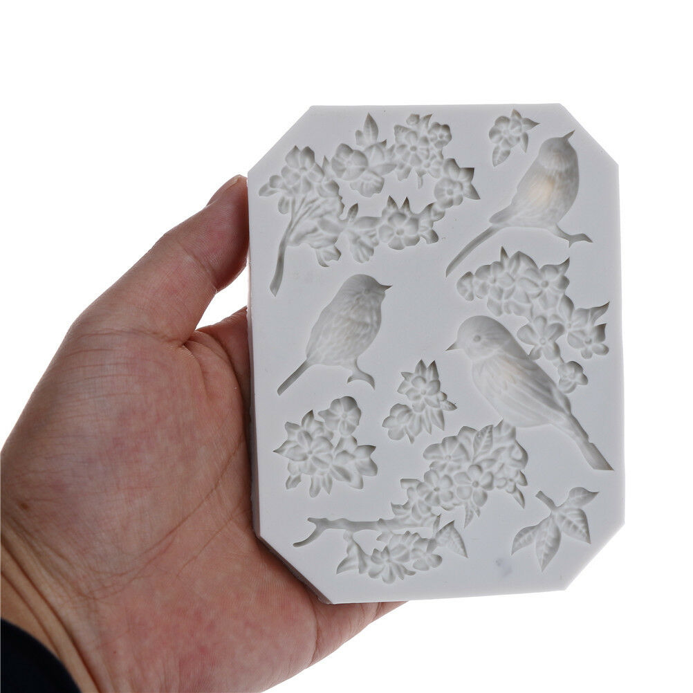 Bird and Flower Silicone Fondant Mold Cake Decor Tools Chocolate Gumpaste .l8