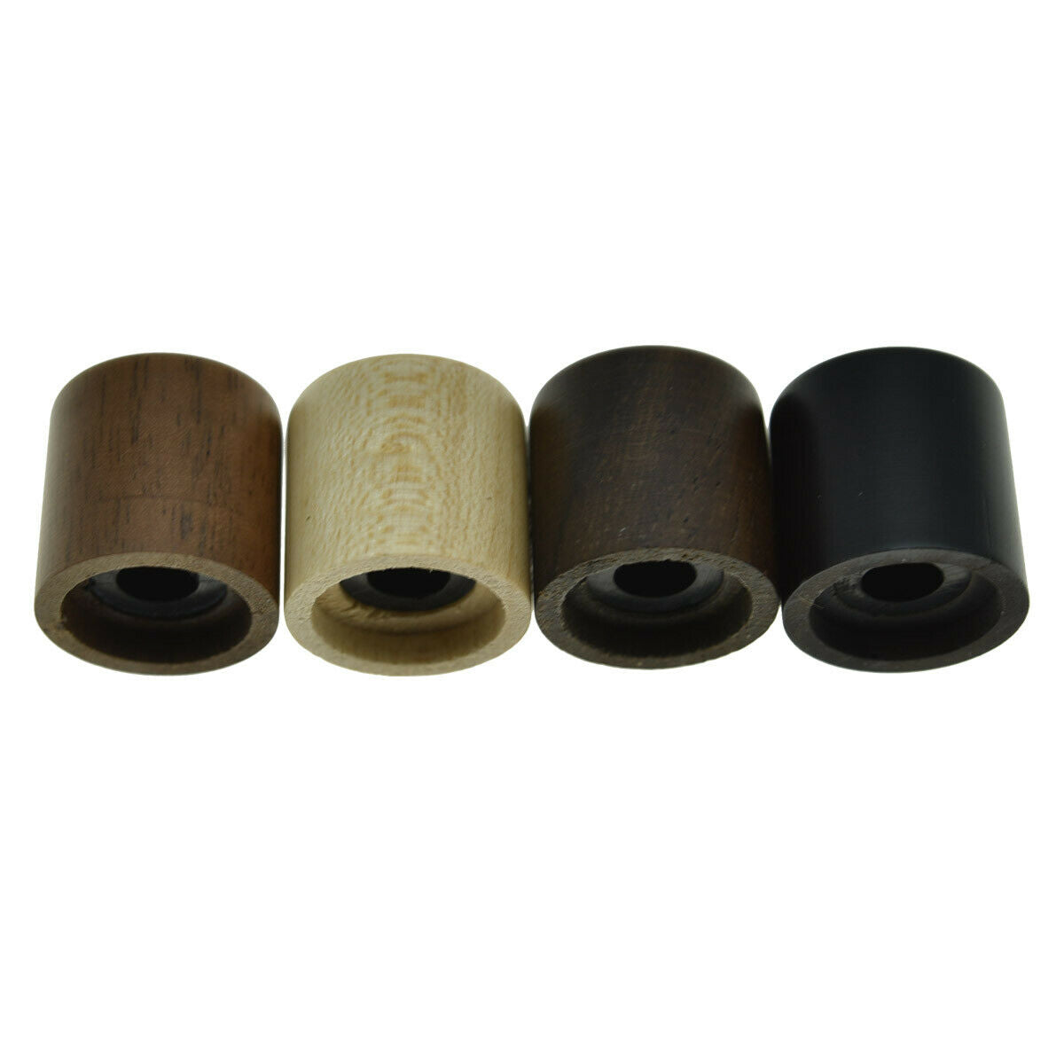 2x Ebony Wood Tele Style Flat Top Dome Knobs Guitar Bass Wood Barrel Knobs