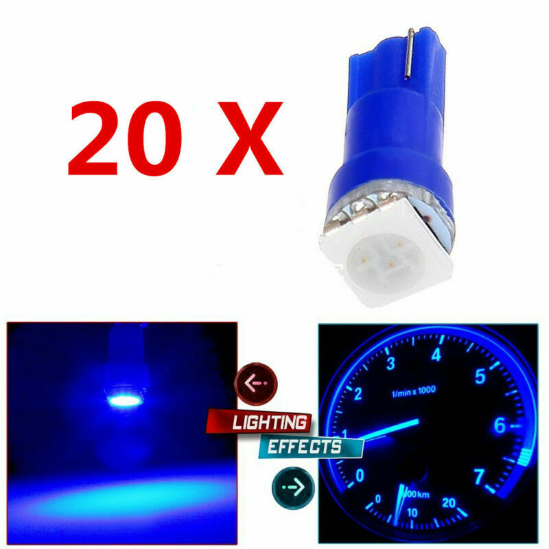 20PCS T5 Car SUV Dashboard Gauge Indicator 1-SMD LED Auto Wedge Light Bulbs Blue