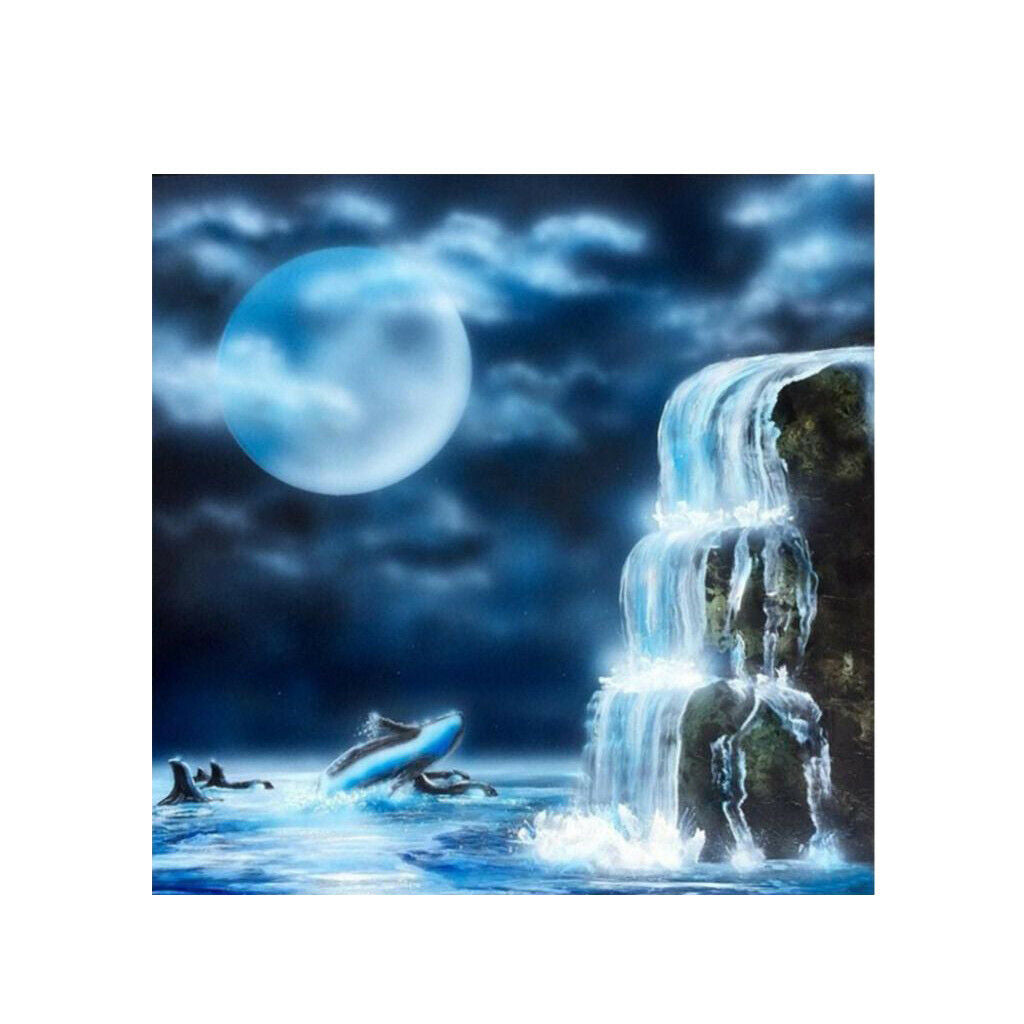 Full Drill Moon Waterfall DIY Diamond Painting Embroidery Cross Stitch Kit