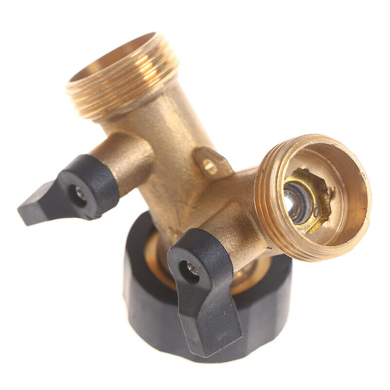 1Pcs Brass 2 Way Garden Hose Splitter Y Valve Water Tap Connector AdapterBDAU