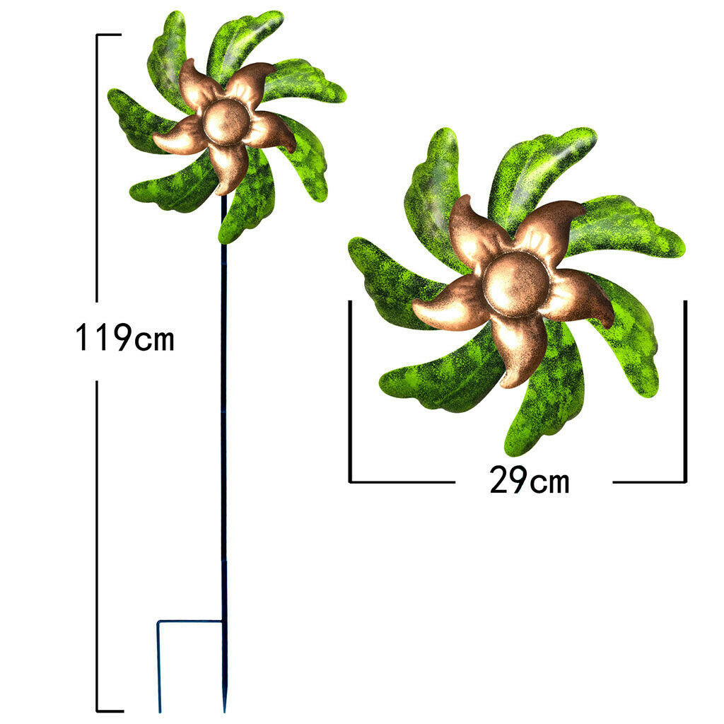 Metal Pinwheels Outdoor Wind Spinner with Ground Stake Yard Flowerbed Decor