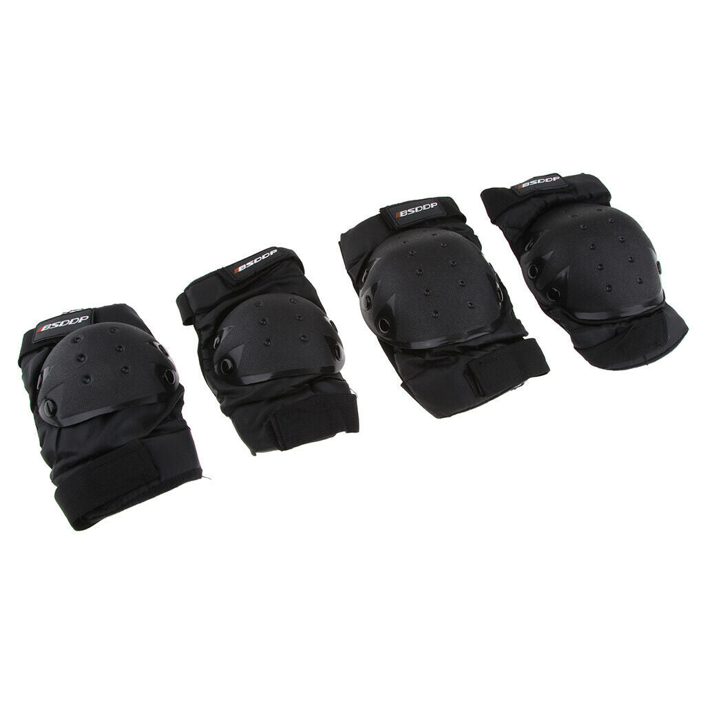 4 Pcs Black Elbow Knee Shin Armor Gear Guard Protector for Riding