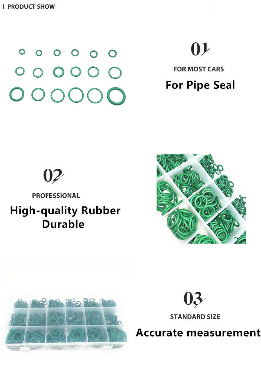 530pcs Boxed Car A/C Air Conditioning Repair Rubber O-rings Seals Kit Universal