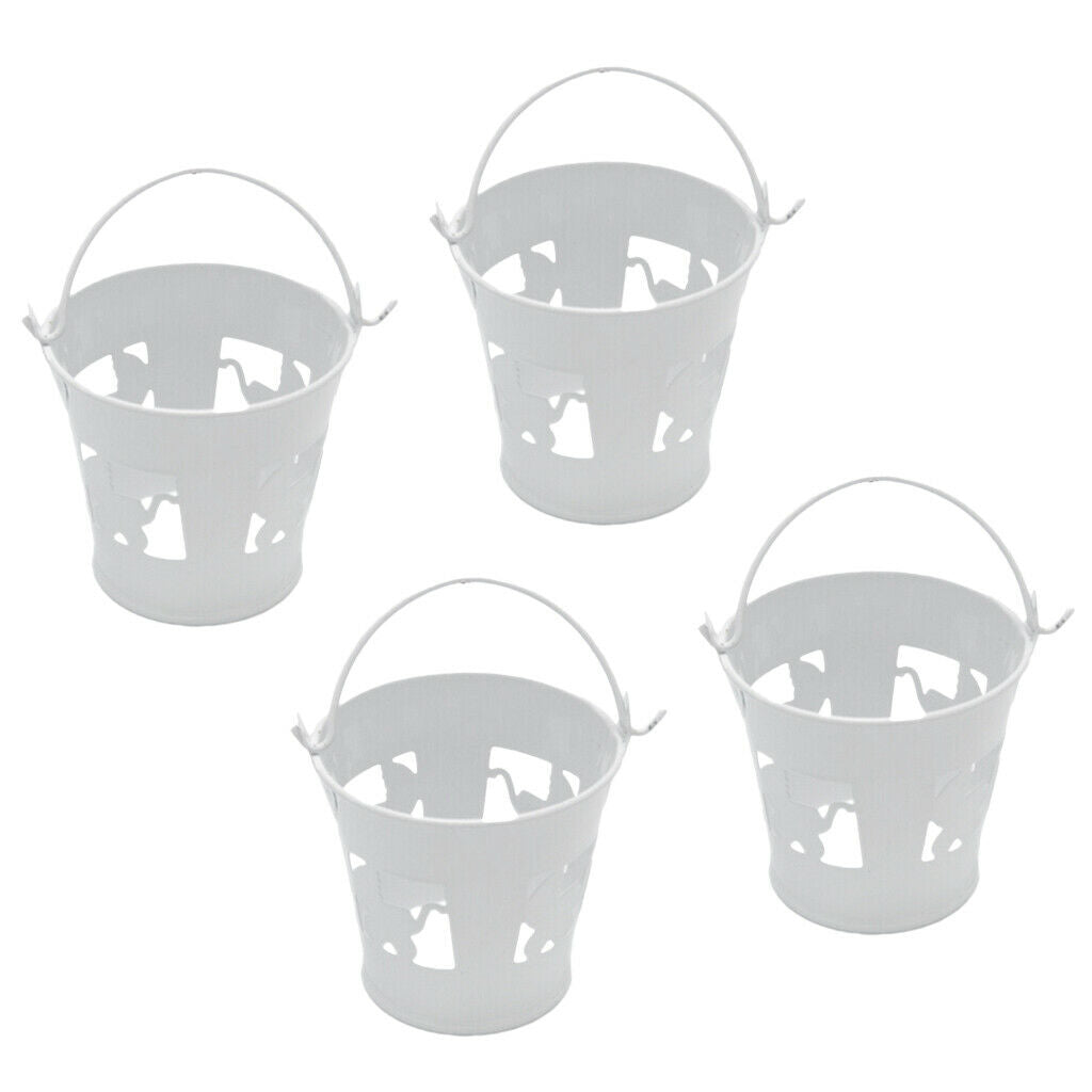 4pcs/set White Mini Metal Iron Buckets Pail Style Gift Box DIY Party Decor