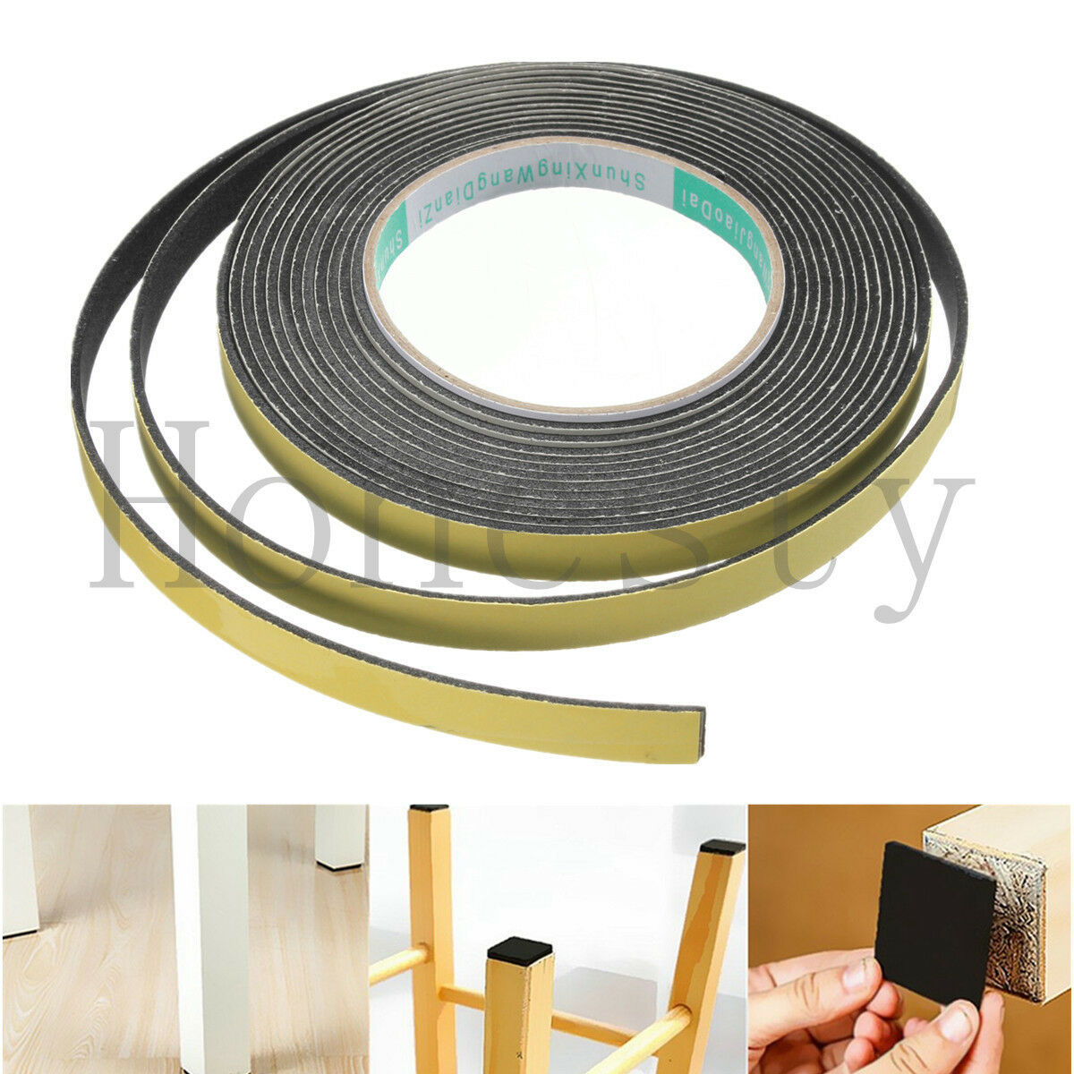 5M Black Single Sided Self Adhesive Foam Tape Sponge Rubber Strip Door Seal