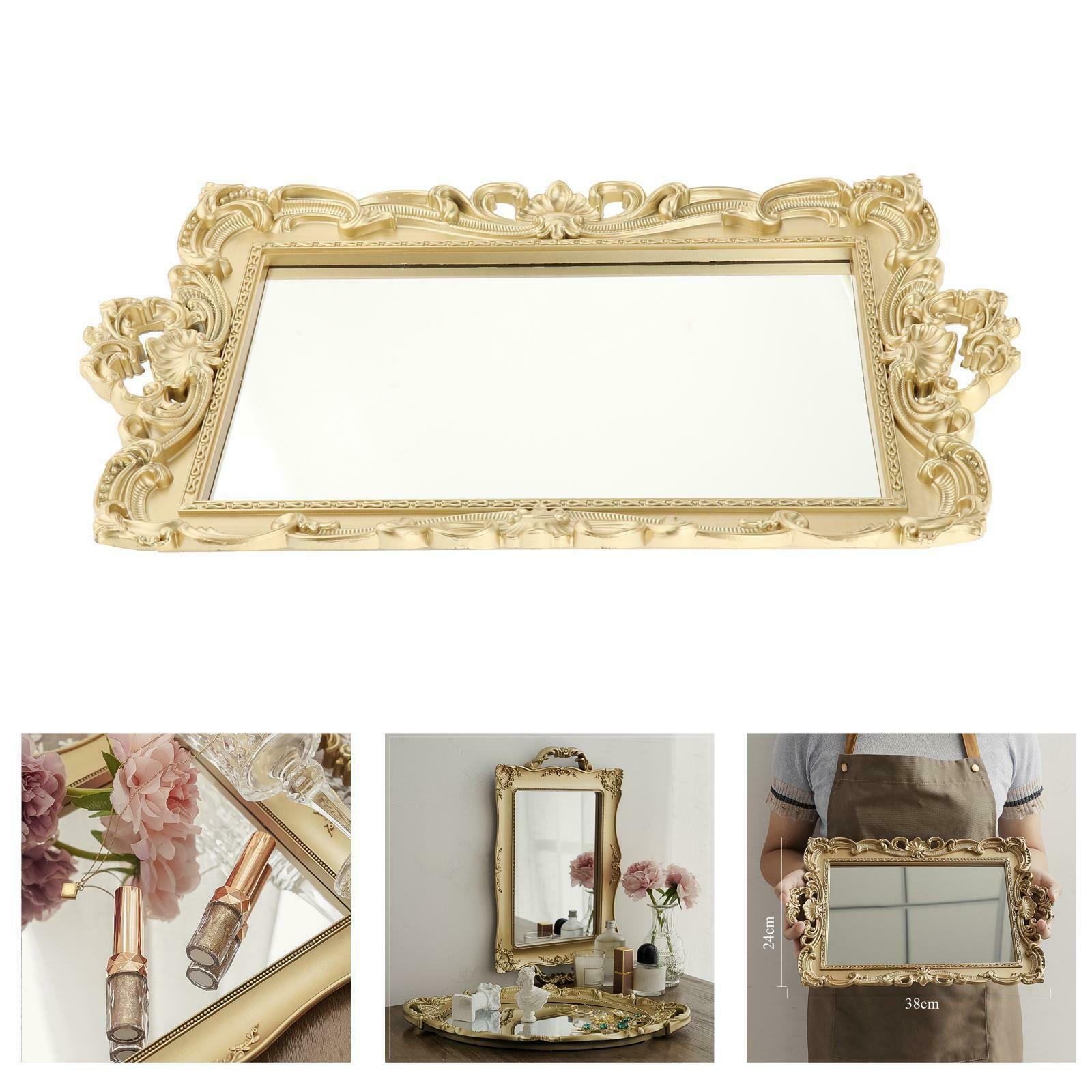 Mirrored Vanity Tray Makeup Mirror Jewelry Organizer Photo Props Decoration