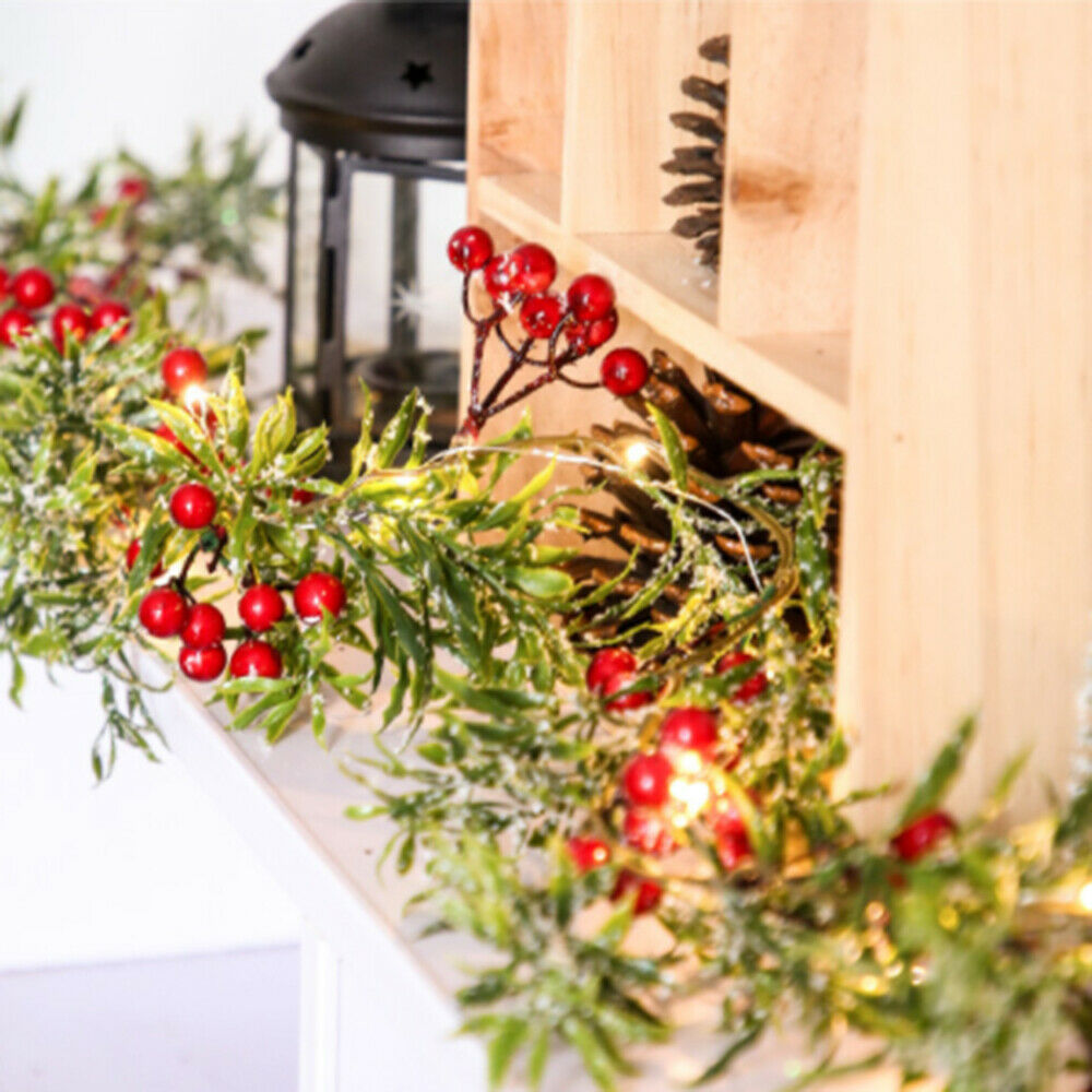 LED Christmas Red Fruit Pine Needle Light String for Indoor Outdoor Party Decor