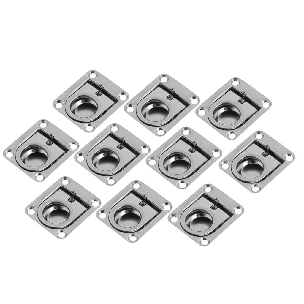 10x Marine Boat Deck Hatch Flush Ring Pull - Stainless Steel 43x 36mm