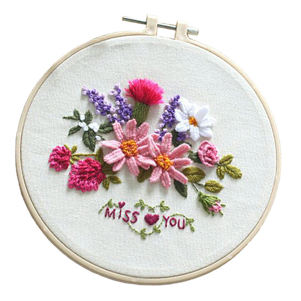 Flower Embroidery Kit Patterned Chinese Cross Stitch Hoop Threads Kits