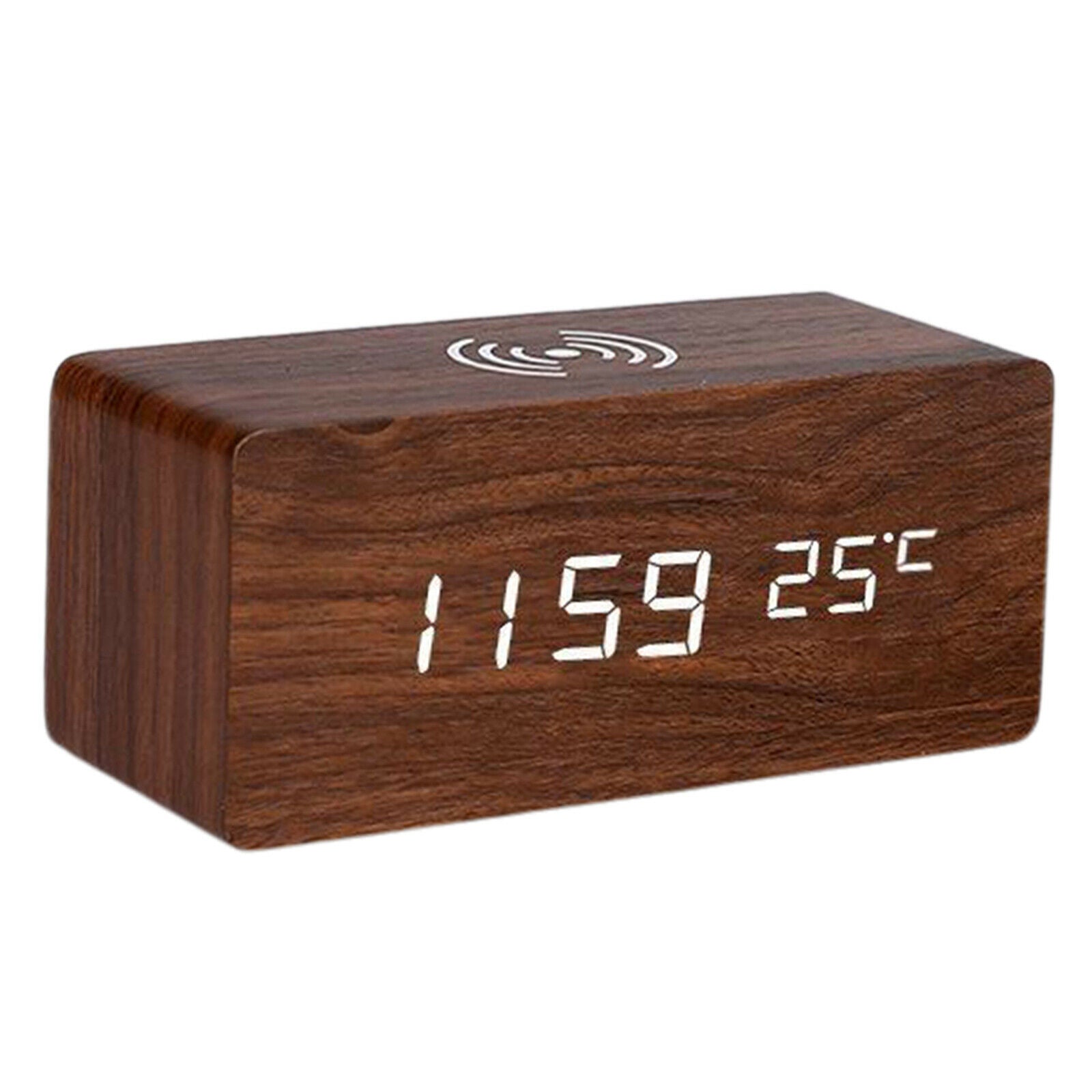 Wireless Charging Bedside Digital Alarm Clock, LED Alarm, with Presets, 3-Level