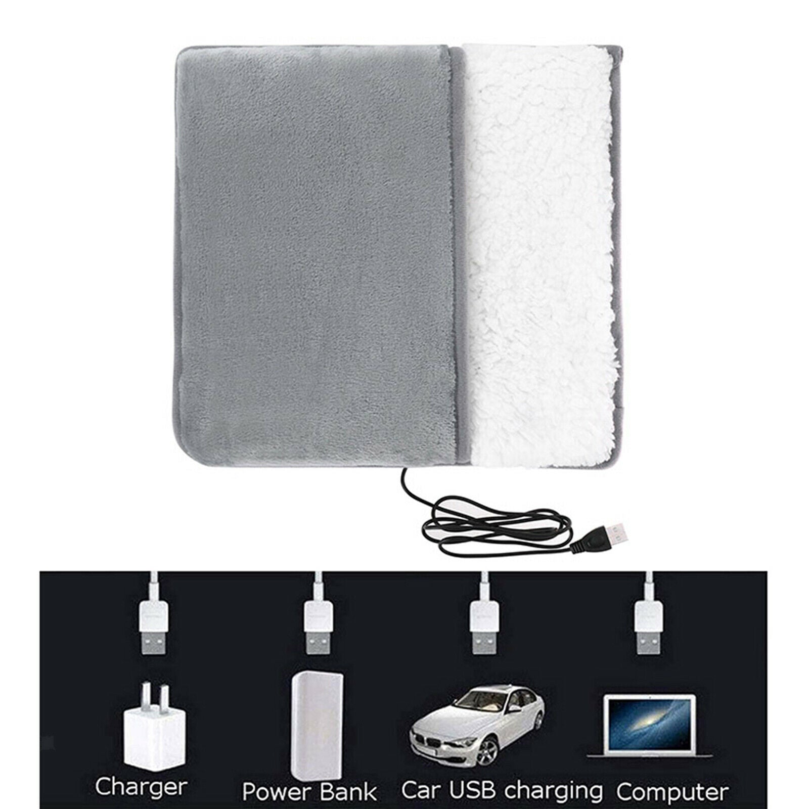 Electric Foot Warmer Winter Cold Feet Back Heating Pad Fleece Chair Office