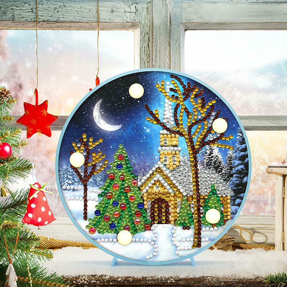 DIY Special Shaped Diamond Painting Christmas Tree House Light Home Decor @