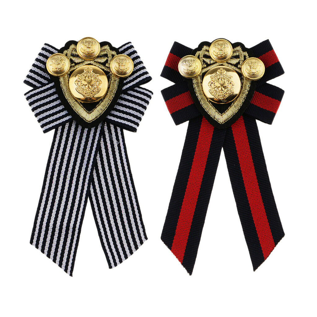 6 Pieces Retro Pre-tied Bowknot Brooch Fabric Bow Tie Men Wome British Badge