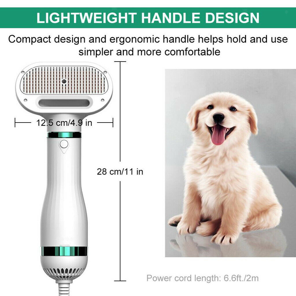 3-Wind Pet Hair Dryer 2 In 1 Pet Grooming Brush Dog Cat Keep Soft Neat UK Plug