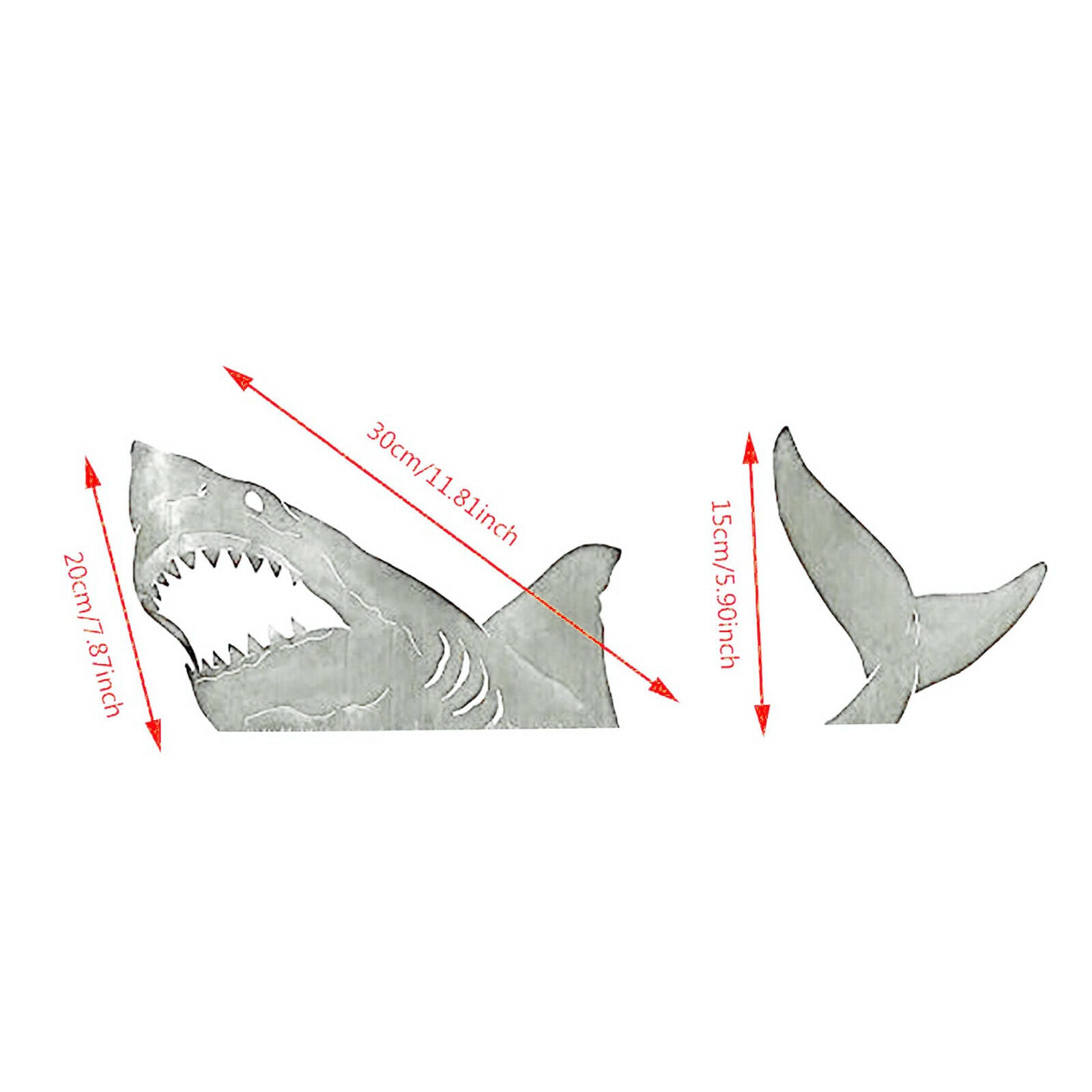 Wrought Iron Shark Statue Backyard Animal Garden Stake Sign Home Decor Gift