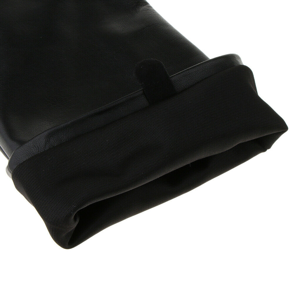 Women's PU Leather Elbow Long Fingerless Driving Gloves Arm Warmer L Black