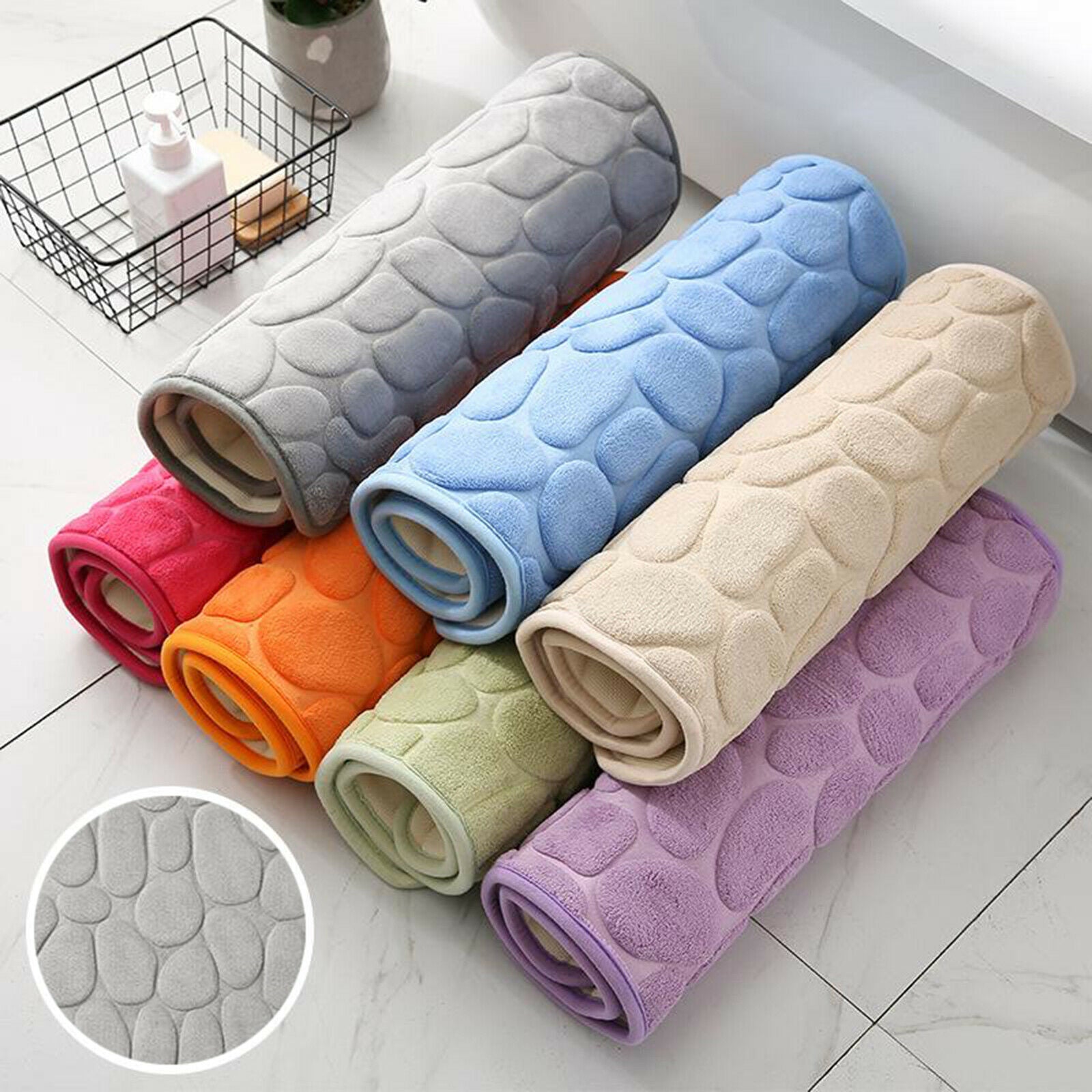 Bathroom Carpet Mat Floor Mat Rug Anti-slip Doormat 40x60cm Blue