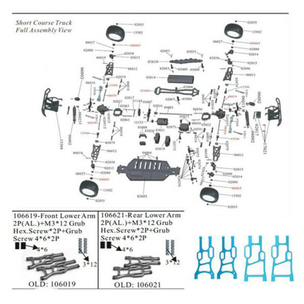 4Pcs RC Car Aluminum Rear Front Suspension Arm for RC Truggy Accessory
