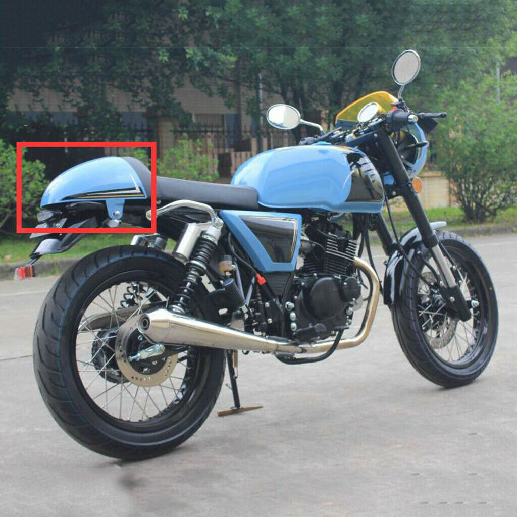 2 Pieces Motorcycle ABS Rear Seat Cowl Cover for Cafe Racer Blue+Red
