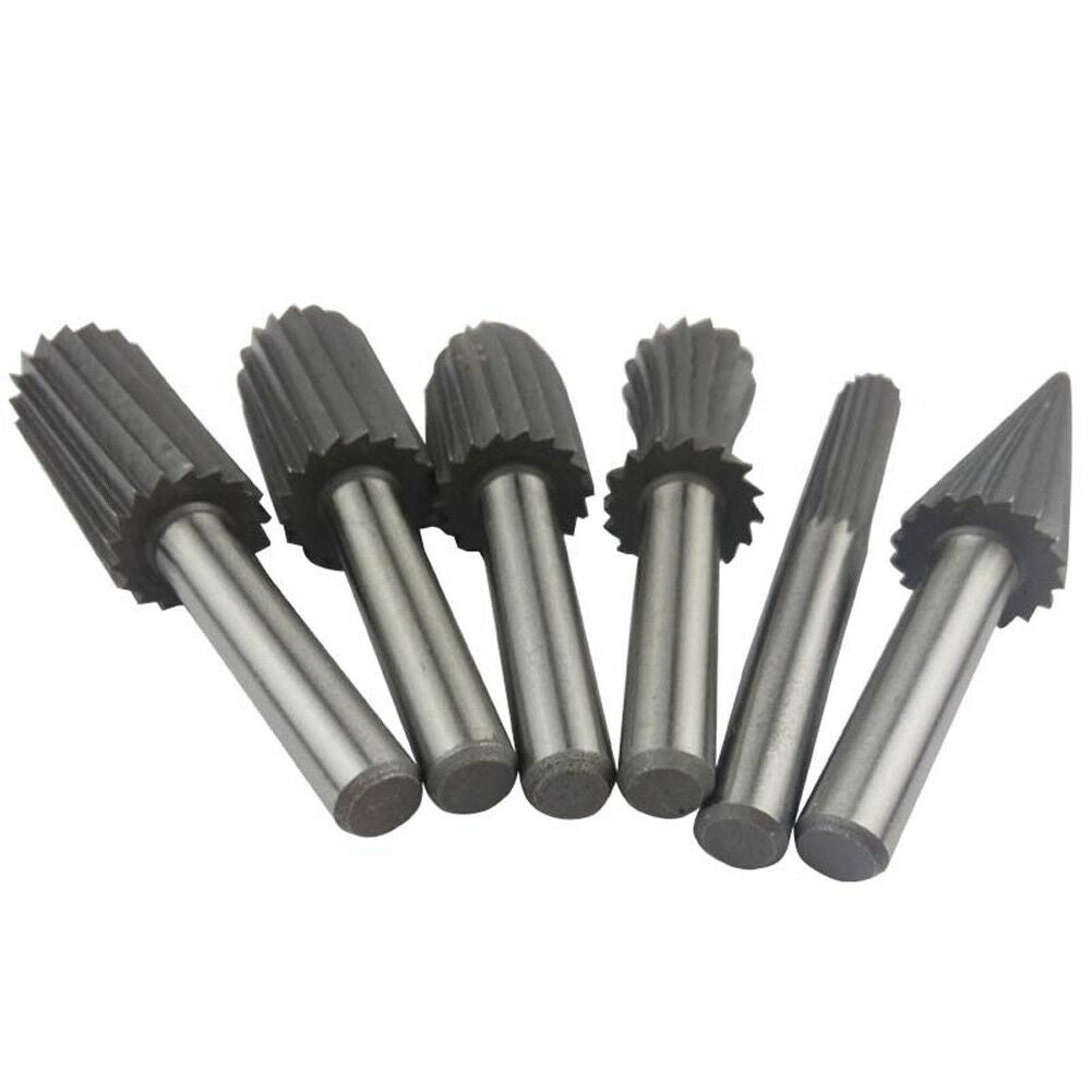 6pcs 6mm Rotary Burr Set HSS Rotary Files For Metal Plastic Wood Grinding 118g