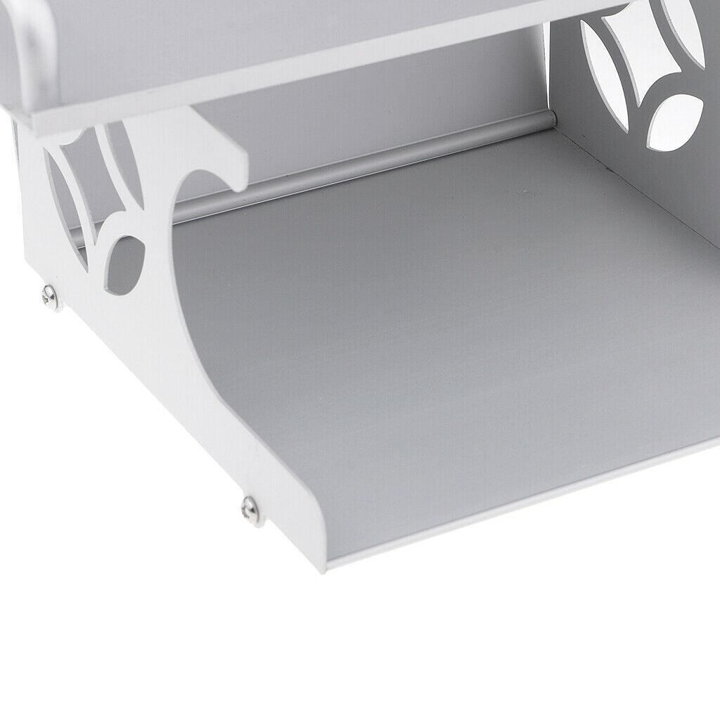 2 Layer Wall Hair Dryer Rack Space Aluminum Bathroom Makeup Organizer Shelf