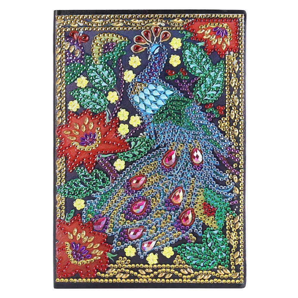 DIY Peafowl Special Shaped Diamond Painting 50 Pages Sketchbook A5 Notebook @