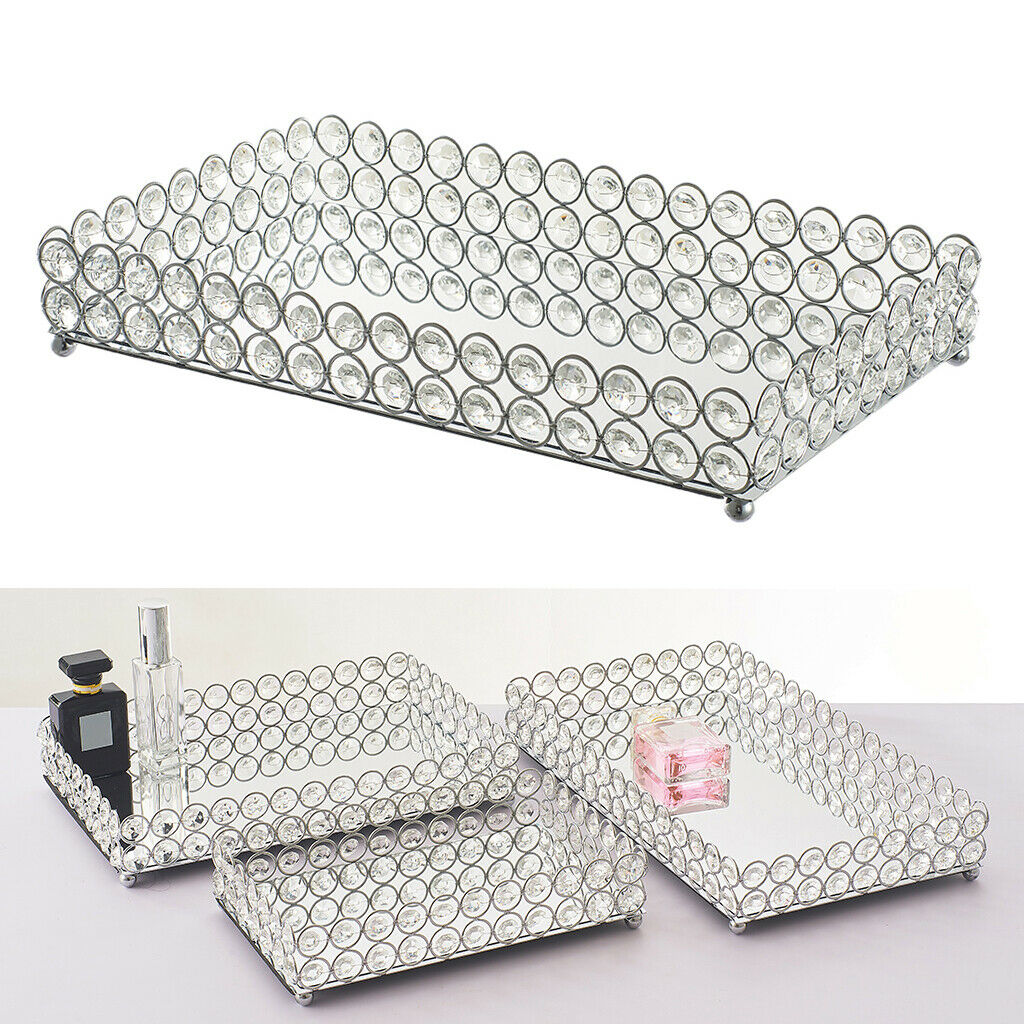 Mirrored Crystal Vanity Tray Decorative Tray Home Skin Tray 35x20x5cm