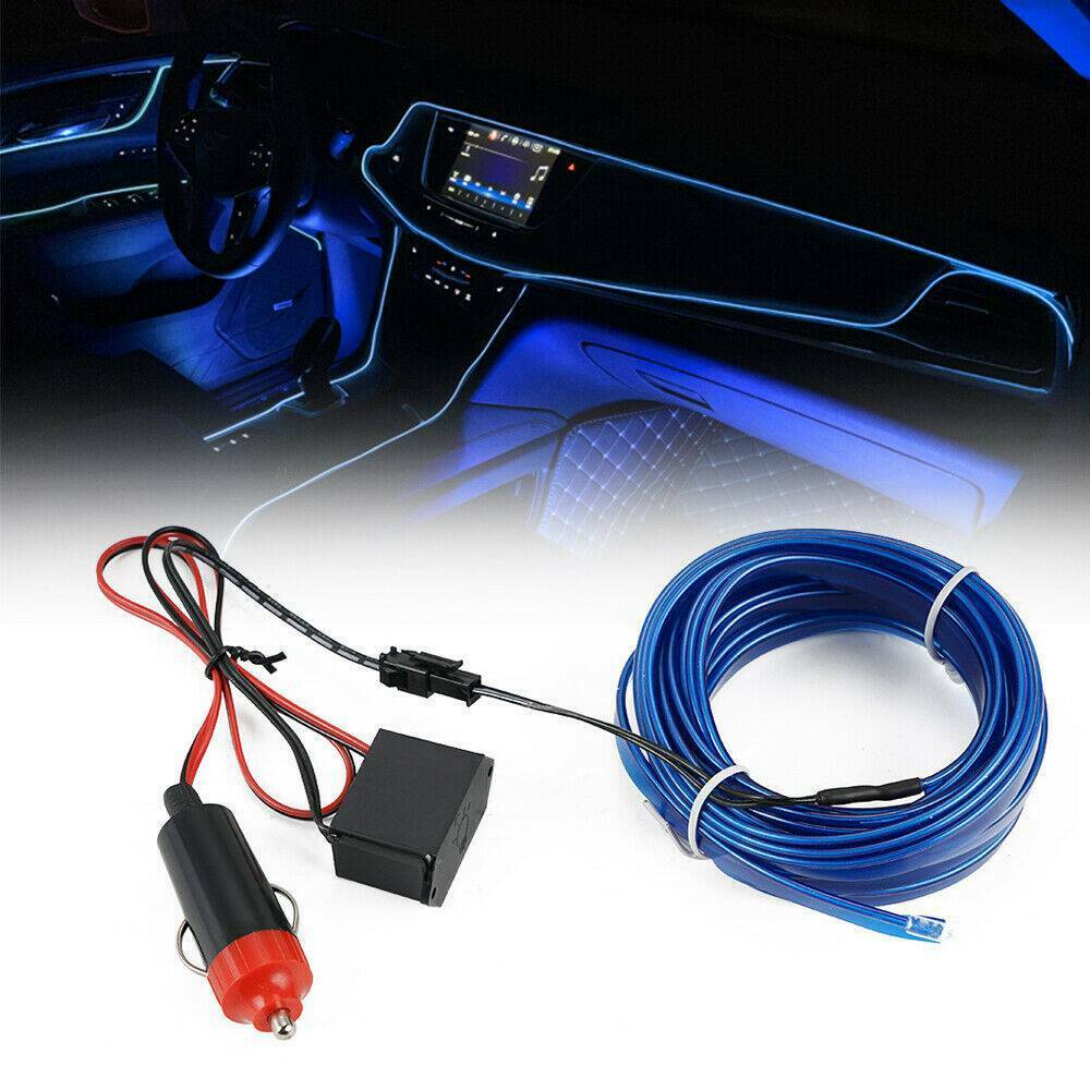 5M Line Blue LED Car Auto Interior Decor Atmosphere Wire Cold Light Strip Lamps