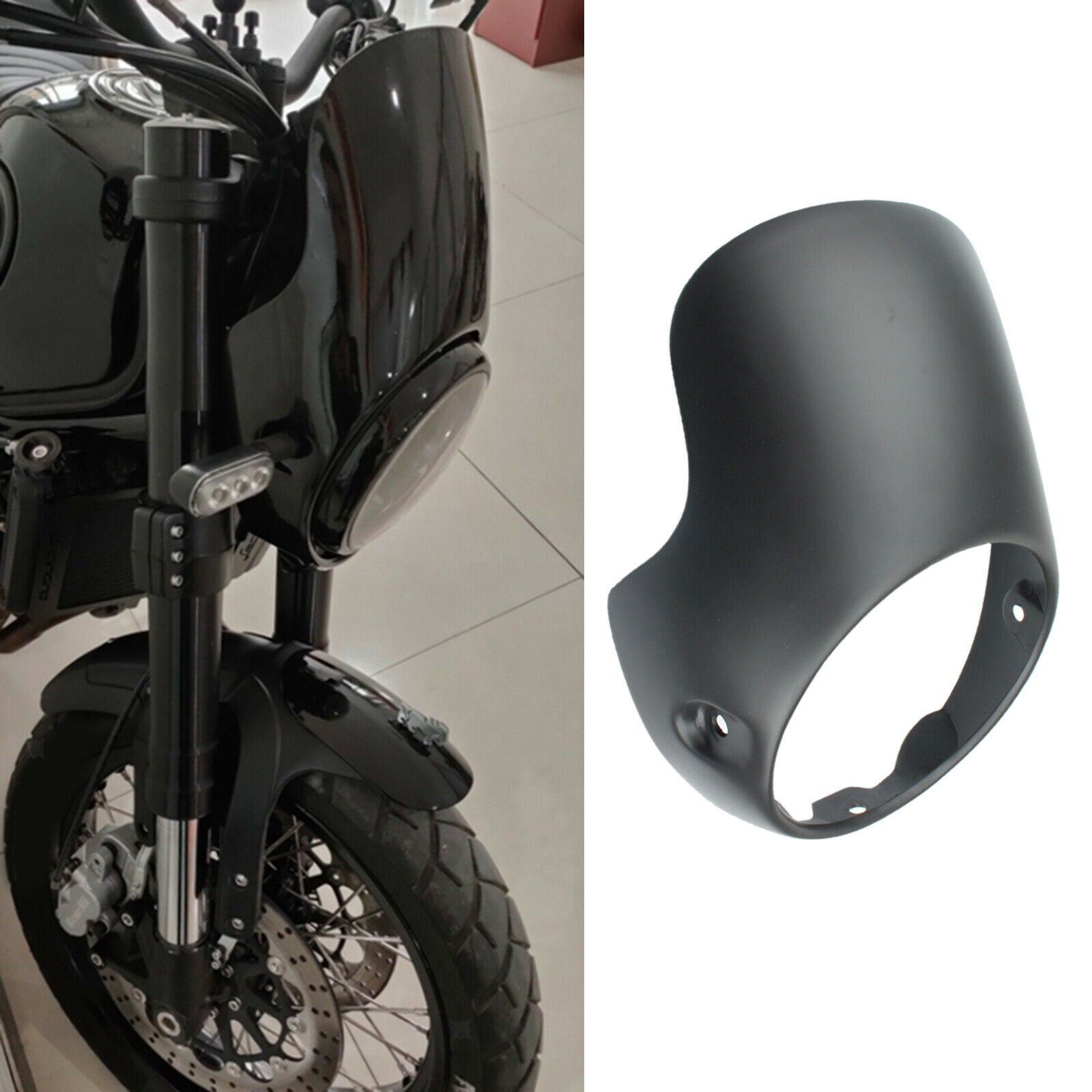 Motorcycle Retro Cafe Racer Style 7" Headlight Fairing Windshield Protector