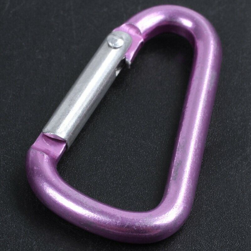Pink aluminum alloy D-shape sp-loaded gate closure carabiner T7V7