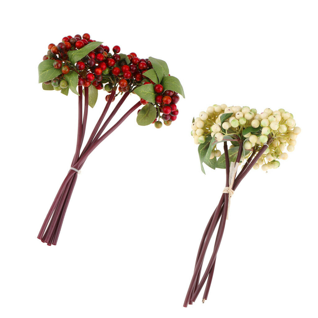 2pcs Plastic Blueberry Fruits Plants Branch-Home Tabletop Floral Vase Home