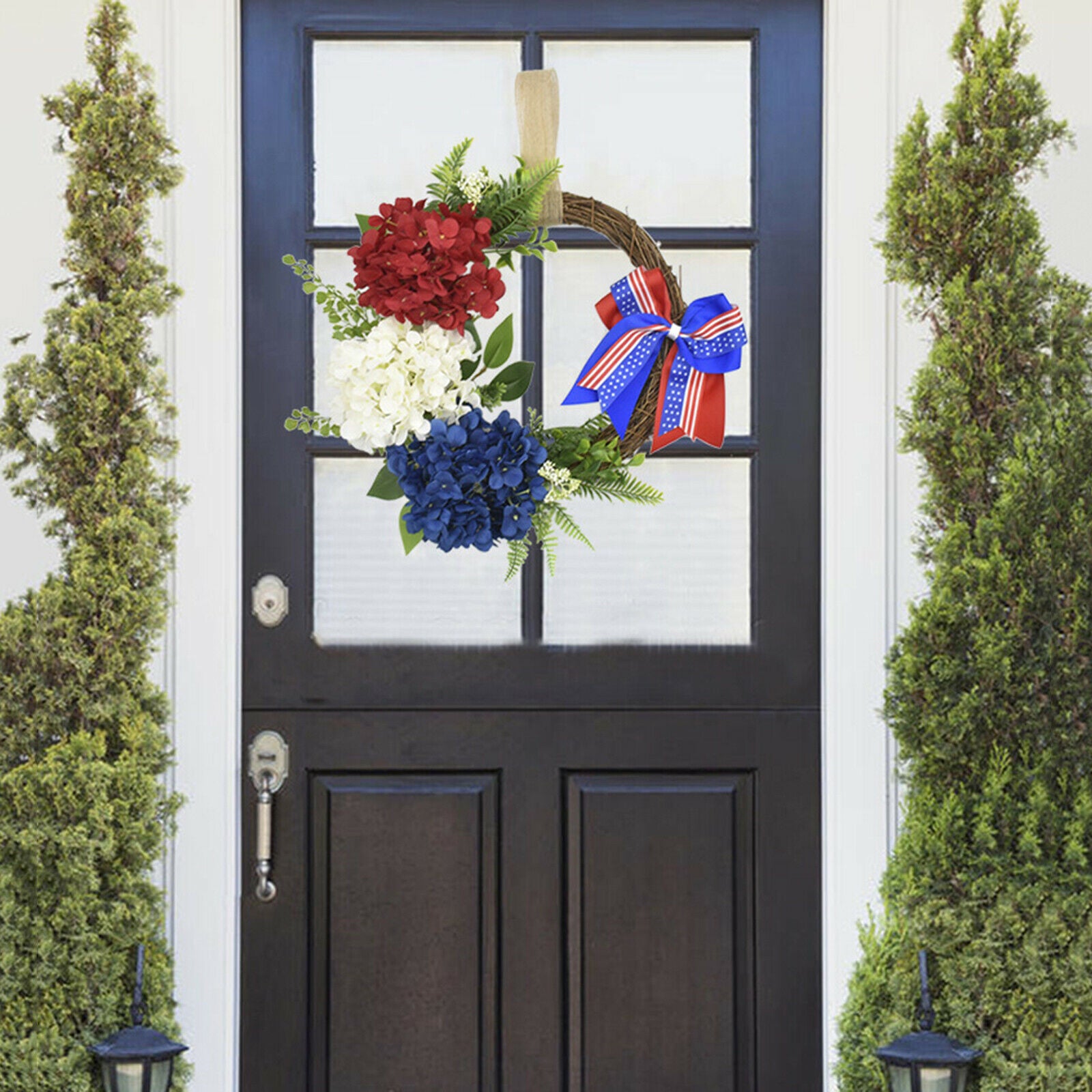 15.7" Patriotic American Wreath Flower Garland Memorial Day Hanging Ornament