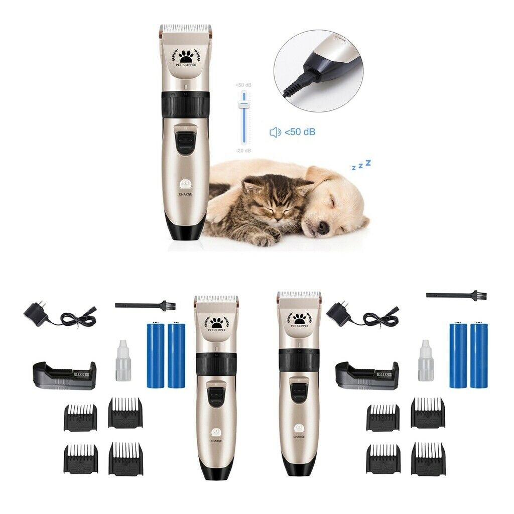 2x Low Noise Dog Shaver Clippers Pet Hair Trimmer Ultra Silent Grooming Kit