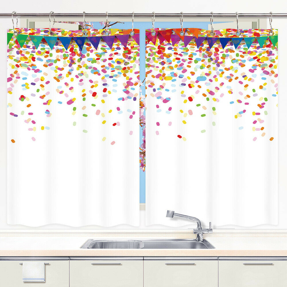 Colorful Confetti Window Curtain Treatments Kitchen Curtains 2 Panels 55X39"