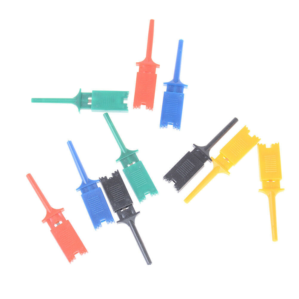 10Pcs Multimeter SMD IC SOIC Mini Test Clip Hook Grabbers Probe Jumper 5 colorDD