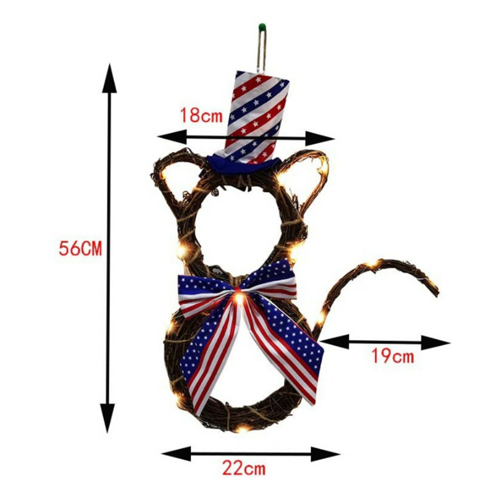 Front Door Wall ^Light^String}} Rattan Cat Wreath Home Summer Garland Decor