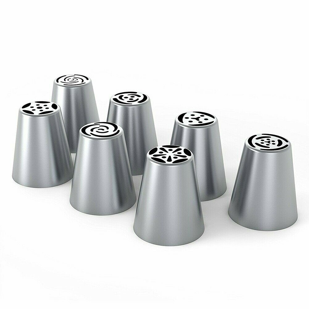 7Pcs Flower Russian Icing Piping Nozzles Pastry Tips Cake Decorating Baking Tool