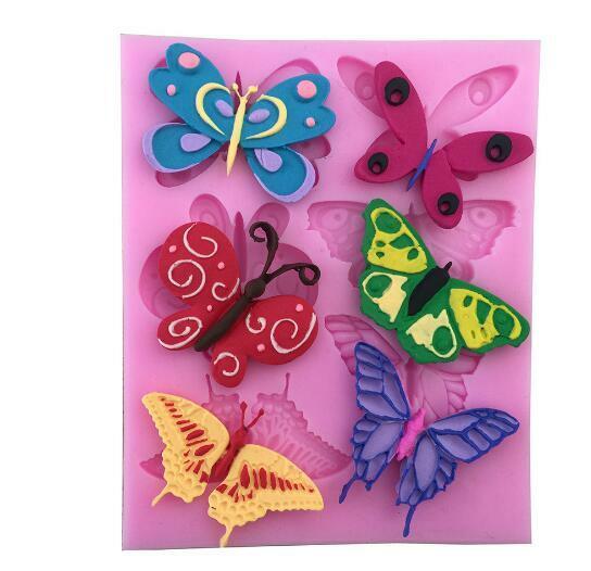 New 6 butterfly liquid silicone mold Decorating Baking Tools Mould Accessories