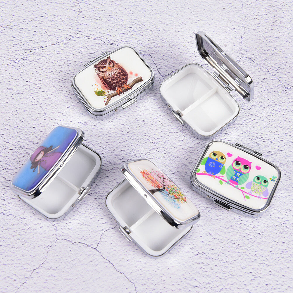 Square Metal Folding pill case Medicine Storage Organizers Pills Box Containers